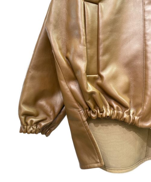 MaxMara（マックスマーラ）MaxMara (マックスマーラ) ジップアップ ナッパレザー ジャケット ブラウン サイズ:40の古着・服飾アイテム