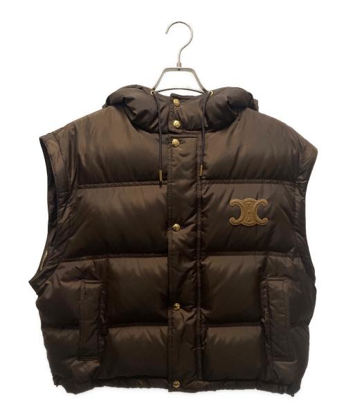 CELINE（セリーヌ）CELINE (セリーヌ) TRIOMPHE CROPPED DOWN JACKET ブラウン サイズ:38の古着・服飾アイテム
