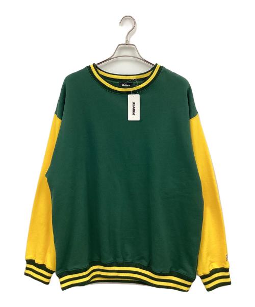 X-LARGE（エクストララージ）X-LARGE (エクストララージ) クルーネックスウェット イエロー×グリーン サイズ:XL 未使用品の古着・服飾アイテム