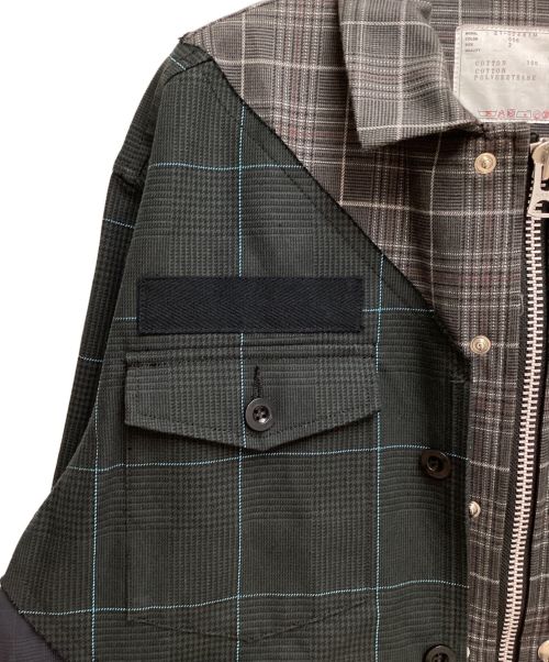 sacai（サカイ）sacai (サカイ) CHECKED PANELLED JACKET（チェックドパネルドジャケット） マルチカラー サイズ:2の古着・服飾アイテム