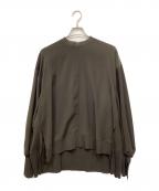 ENFOLDエンフォルド）の古着「ミリオーネリブBOXブラウス」｜オリーブ