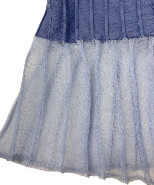 Pinky & Dianne（ピンキーアンドダイアン）Pinky & Dianne (ピンキーアンドダイアン) タックスカートニットワンピース ブルー サイズ:38の古着・服飾アイテム