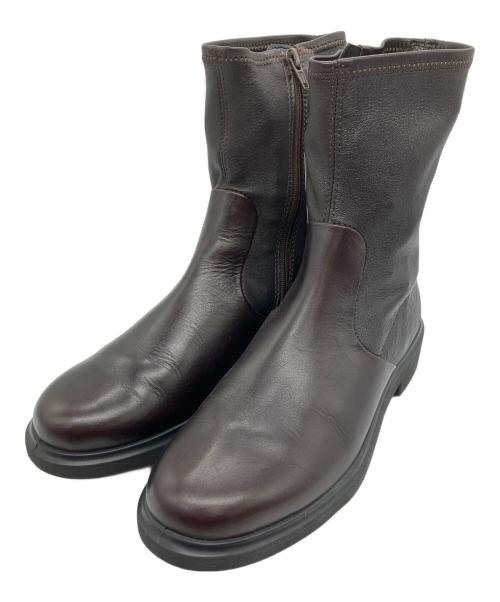 ECCO（エコー）ECCO (エコー) レザーミッドカットブーツ ブラウン サイズ:38の古着・服飾アイテム