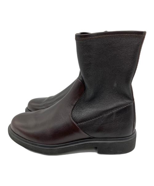 ECCO（エコー）ECCO (エコー) レザーミッドカットブーツ ブラウン サイズ:38の古着・服飾アイテム