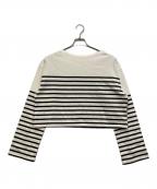 EVERYDAY I LIKE.エヴリデイ アイ ライク）の古着「Cropped Stripe Tシャツ」｜ホワイト