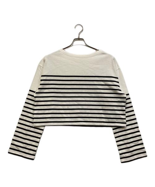 EVERYDAY I LIKE.（エヴリデイ アイ ライク）EVERYDAY I LIKE. (エヴリデイ アイ ライク) Cropped Stripe Tシャツ ホワイト サイズ:不明の古着・服飾アイテム