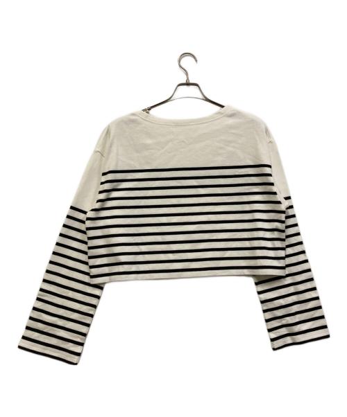 EVERYDAY I LIKE.（エヴリデイ アイ ライク）EVERYDAY I LIKE. (エヴリデイ アイ ライク) Cropped Stripe Tシャツ ホワイト サイズ:不明の古着・服飾アイテム