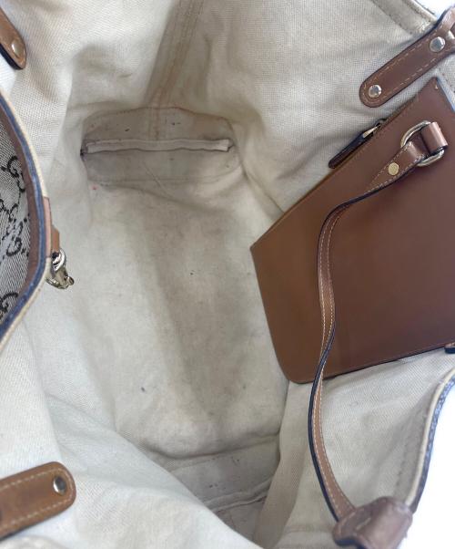 GUCCI（グッチ）GUCCI (グッチ) ポーチ付トートバッグ ブラウンの古着・服飾アイテム