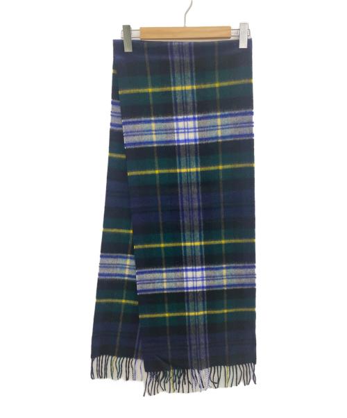 JOHNSTONS OF ELGIN（ジョンストンズオブエルガン）JOHNSTONS OF ELGIN (ジョンストンズオブエルガン) チェック柄カシミヤマフラー ブラック×グリーンの古着・服飾アイテム