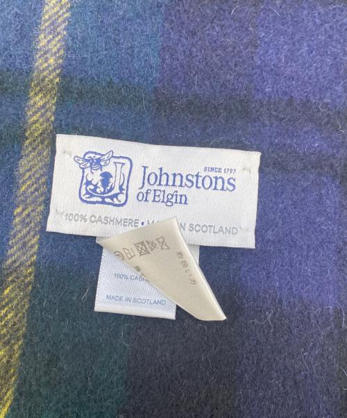 JOHNSTONS OF ELGIN（ジョンストンズオブエルガン）JOHNSTONS OF ELGIN (ジョンストンズオブエルガン) チェック柄カシミヤマフラー ブラック×グリーンの古着・服飾アイテム