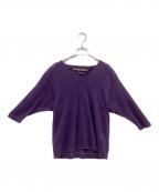 ISSEY MIYAKEイッセイミヤケ）の古着「Vネックリネンカットソー」｜パープル