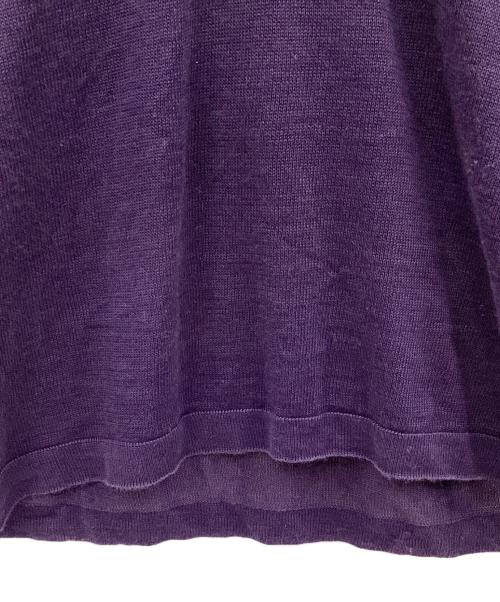 ISSEY MIYAKE（イッセイミヤケ）ISSEY MIYAKE (イッセイミヤケ) Vネックリネンカットソー パープル サイズ:表記無しの古着・服飾アイテム