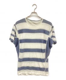 ISSEY MIYAKE（イッセイミヤケ）の古着「ボーダーリネンカットソー」｜ネイビー