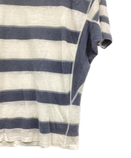 ISSEY MIYAKE（イッセイミヤケ）ISSEY MIYAKE (イッセイミヤケ) ボーダーリネンカットソー ネイビー サイズ:表記なしの古着・服飾アイテム