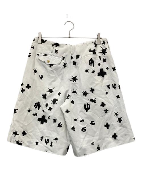 COMME des GARCONS HOMME PLUS（コムデギャルソンオムプリュス）COMME des GARCONS HOMME PLUS (コムデギャルソンオムプリュス) 加工プリントハーフパンツ ホワイト サイズ:Lの古着・服飾アイテム