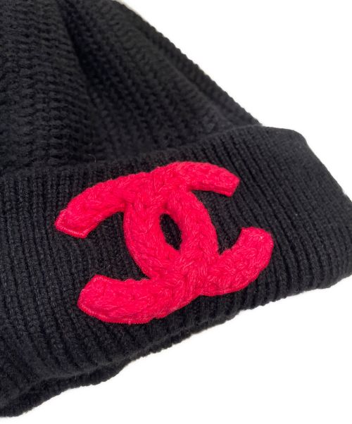 CHANEL（シャネル）CHANEL (シャネル) ココマークニットキャップ ブラック×ピンク サイズ:‐の古着・服飾アイテム