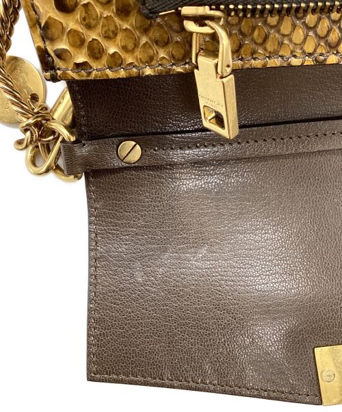 GIVENCHY（ジバンシィ）GIVENCHY (ジバンシィ) GV3 Small Python Crossbody Bag ブラウンの古着・服飾アイテム