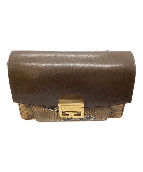 GIVENCHY（ジバンシィ）GIVENCHY (ジバンシィ) GV3 Small Python Crossbody Bag ブラウンの古着・服飾アイテム