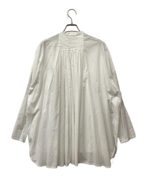 mizuiro-ind（ミズイロインド）mizuiro-ind (ミズイロインド) コットンスタンドカラーピンタック長袖シャツ ホワイト サイズ:不明の古着・服飾アイテム