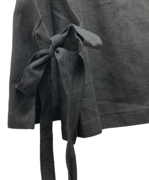 eunoia（ユノイア）eunoia (ユノイア) リネンショートベスト ブラック サイズ:FREEの古着・服飾アイテム