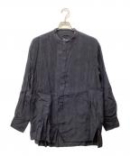 pheetaフィータ）の古着「バンドカラープリーツシャツ」｜ブラック