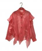 HeRIN.CYEヘリンドットサイ）の古着「Many frill big sheer shirt」｜ピンク