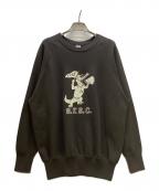 WAREHOUSEウエアハウス）の古着「フロッキープリント スウェット」｜ブラウン