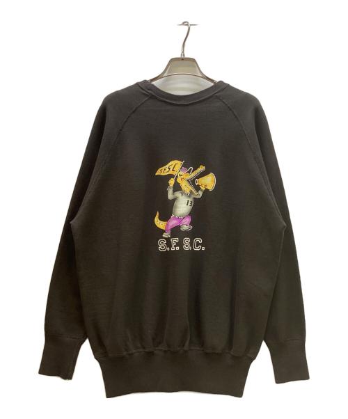 WAREHOUSE（ウエアハウス）WAREHOUSE (ウエアハウス) フロッキープリント スウェット ブラウン サイズ:Lの古着・服飾アイテム