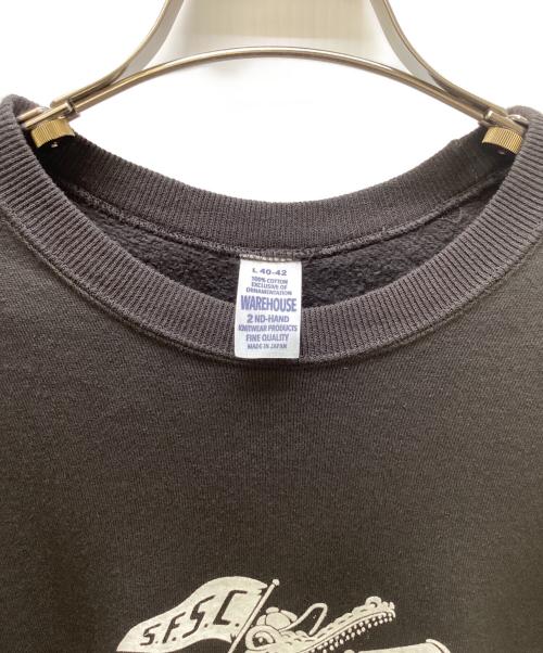 WAREHOUSE（ウエアハウス）WAREHOUSE (ウエアハウス) フロッキープリント スウェット ブラウン サイズ:Lの古着・服飾アイテム