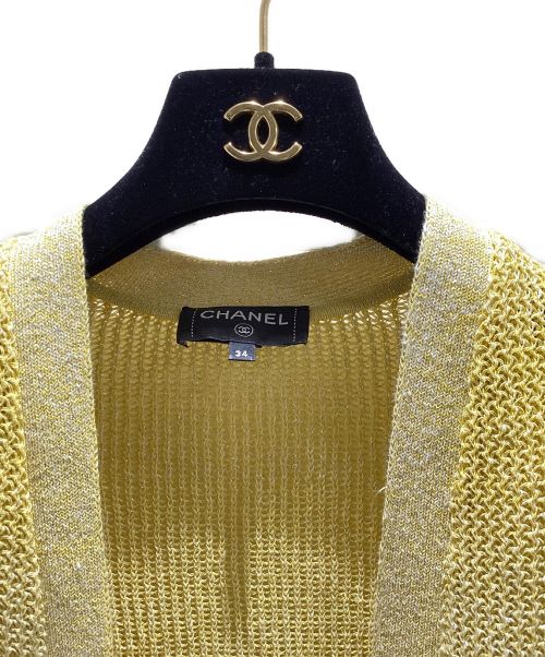 CHANEL（シャネル）CHANEL (シャネル) ココボタンリネン混ロングカーディガン イエロー サイズ:34の古着・服飾アイテム
