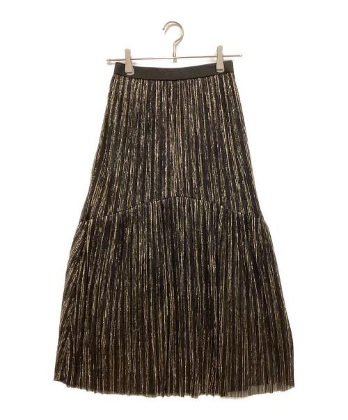 nano・universe（ナノ・ユニバース）nano・universe (ナノ・ユニバース) ラメストライプチュールギャザースカート ブラック サイズ:SIZE Sの古着・服飾アイテム