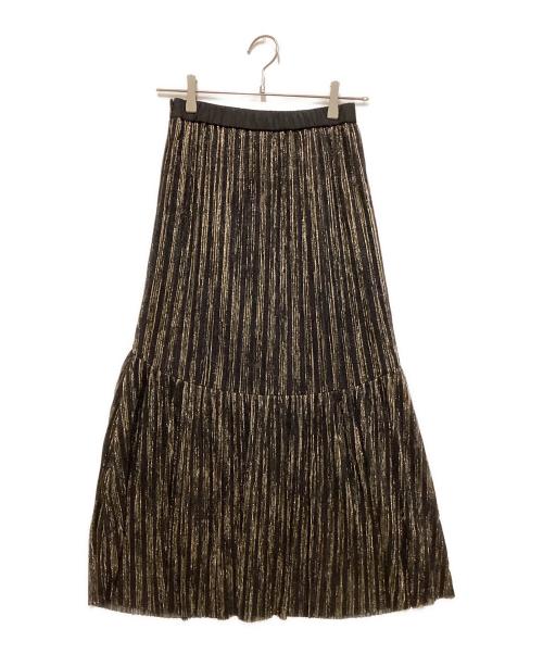 nano・universe（ナノ・ユニバース）nano・universe (ナノ・ユニバース) ラメストライプチュールギャザースカート ブラック サイズ:SIZE Sの古着・服飾アイテム