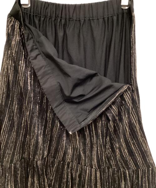 nano・universe（ナノ・ユニバース）nano・universe (ナノ・ユニバース) ラメストライプチュールギャザースカート ブラック サイズ:SIZE Sの古着・服飾アイテム