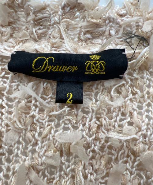 DRAWER（ドゥロワー）DRAWER (ドゥロワー) テープヤーンニットカーディガン ベージュ サイズ:2の古着・服飾アイテム