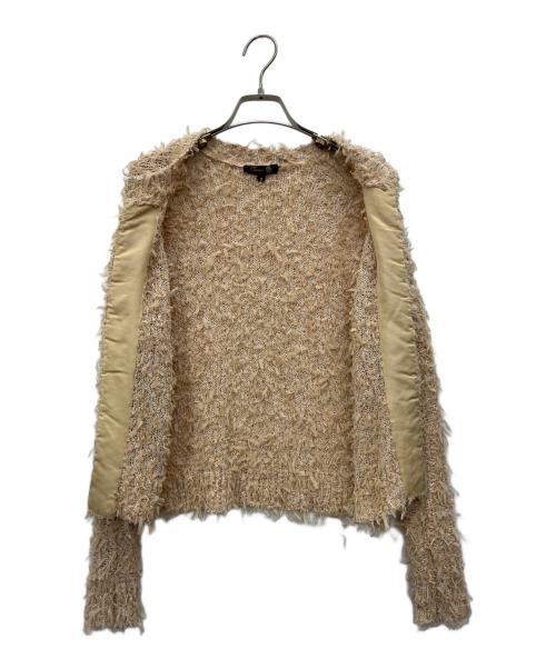 DRAWER（ドゥロワー）DRAWER (ドゥロワー) テープヤーンニットカーディガン ベージュ サイズ:2の古着・服飾アイテム