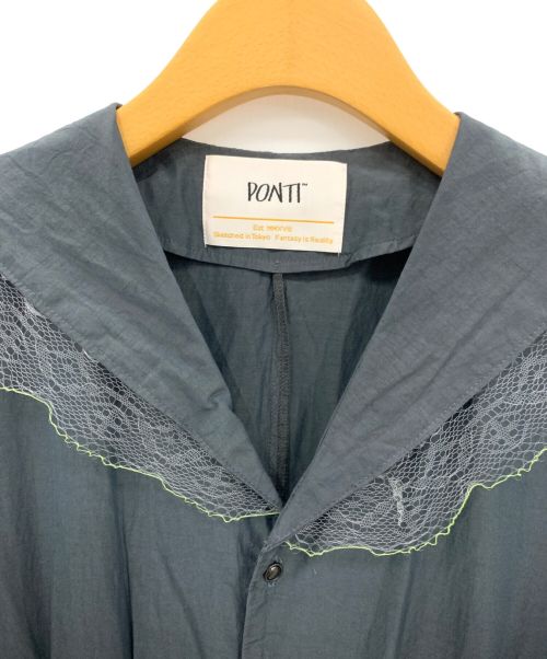 PONTI（ポンティ）PONTI (ポンティ) シルクコットンセーラーカラーワンピース グレー サイズ:2の古着・服飾アイテム