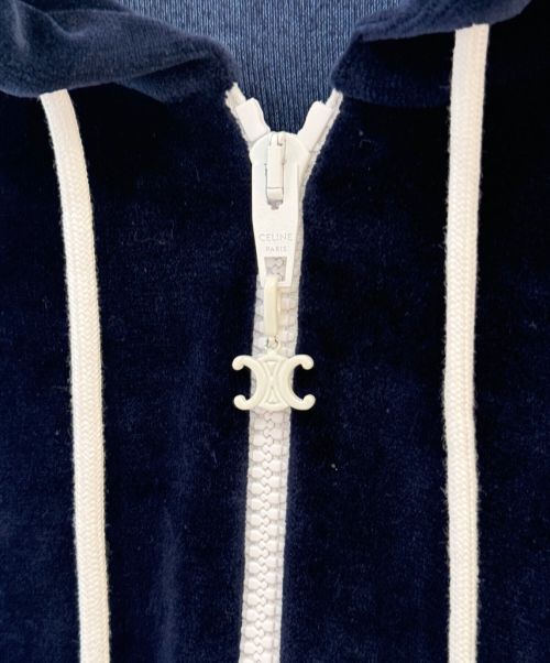 CELINE（セリーヌ）CELINE (セリーヌ) トリオンフベロアパーカー ネイビー サイズ:Mの古着・服飾アイテム