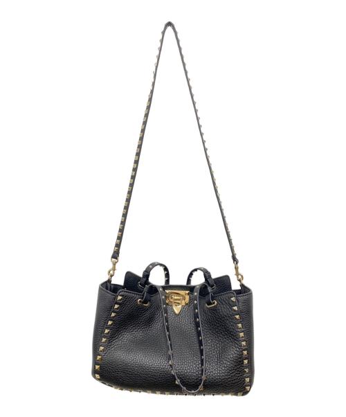 VALENTINO GARAVANI（ヴァレンティノ・ガラヴァーニ）VALENTINO GARAVANI (ヴァレンティノ・ガラヴァーニ) ロックスタッズショルダーバッグ ブラックの古着・服飾アイテム