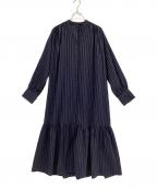 journal standard L'essageジャーナルスタンダード レサージュ）の古着「ローグストライプ/デシンマキシティアードワンピース」｜ネイビー