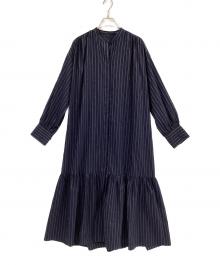 journal standard L'essage（ジャーナルスタンダード レサージュ）の古着「ローグストライプ/デシンマキシティアードワンピース」｜ネイビー