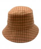 HERMESエルメス）の古着「チェックカシミヤバケットハット」｜ブラウン