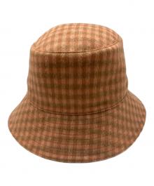 HERMES（エルメス）の古着「チェックカシミヤバケットハット」｜ブラウン