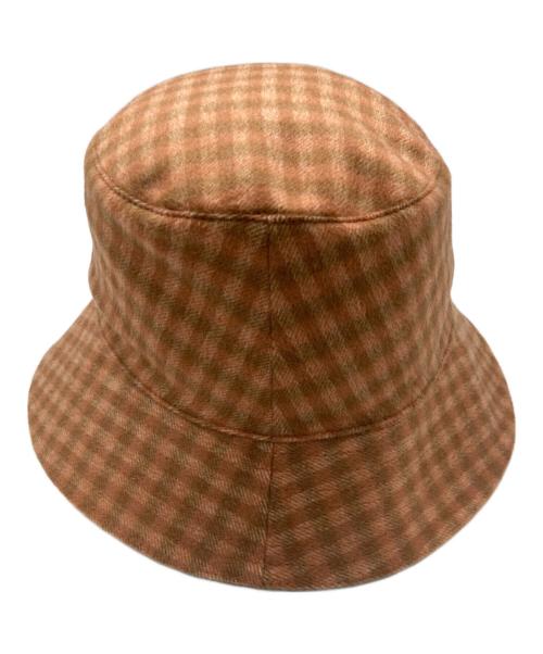 HERMES（エルメス）HERMES (エルメス) チェックカシミヤバケットハット ブラウン サイズ:58の古着・服飾アイテム