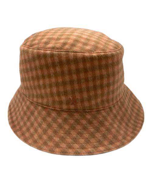 HERMES（エルメス）HERMES (エルメス) チェックカシミヤバケットハット ブラウン サイズ:58の古着・服飾アイテム