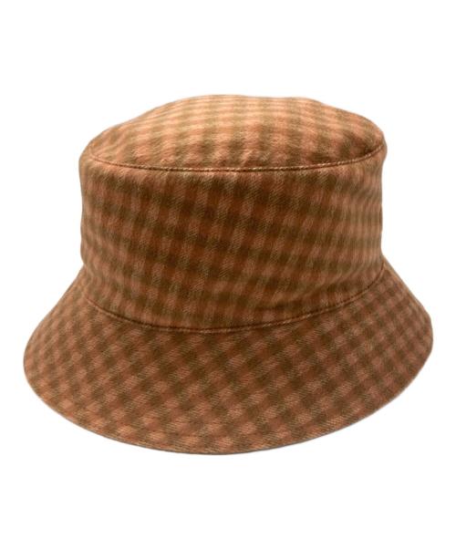 HERMES（エルメス）HERMES (エルメス) チェックカシミヤバケットハット ブラウン サイズ:58の古着・服飾アイテム