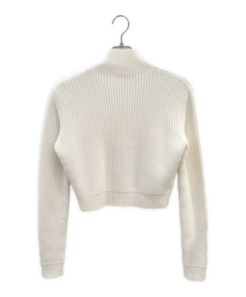 PRADA（プラダ）PRADA (プラダ) レザーパッチウール タートルネック セーター ホワイト サイズ:36の古着・服飾アイテム
