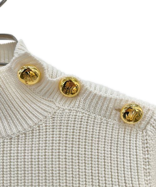 PRADA（プラダ）PRADA (プラダ) レザーパッチウール タートルネック セーター ホワイト サイズ:36の古着・服飾アイテム