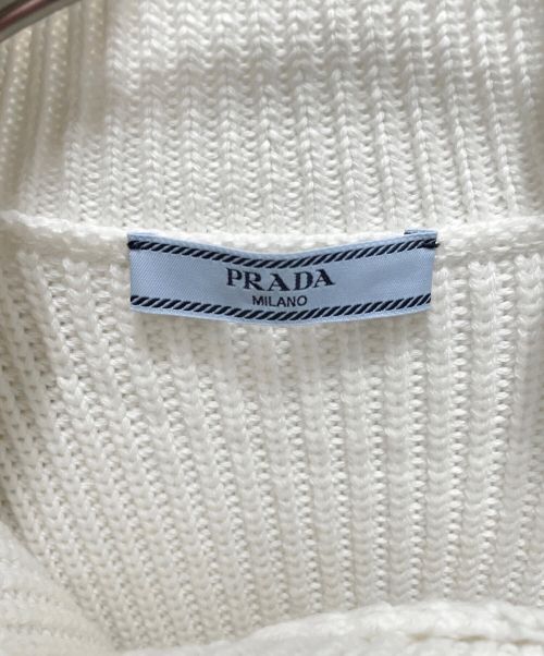 PRADA（プラダ）PRADA (プラダ) レザーパッチウール タートルネック セーター ホワイト サイズ:36の古着・服飾アイテム