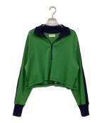 BEAMS BOYビームスボーイ）の古着「ラインディティール ハーフジップ プルオーバー」｜グリーン