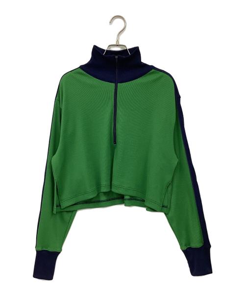 BEAMS BOY（ビームスボーイ）BEAMS BOY (ビームスボーイ) ラインディティール ハーフジップ プルオーバー グリーン サイズ:表記なしの古着・服飾アイテム